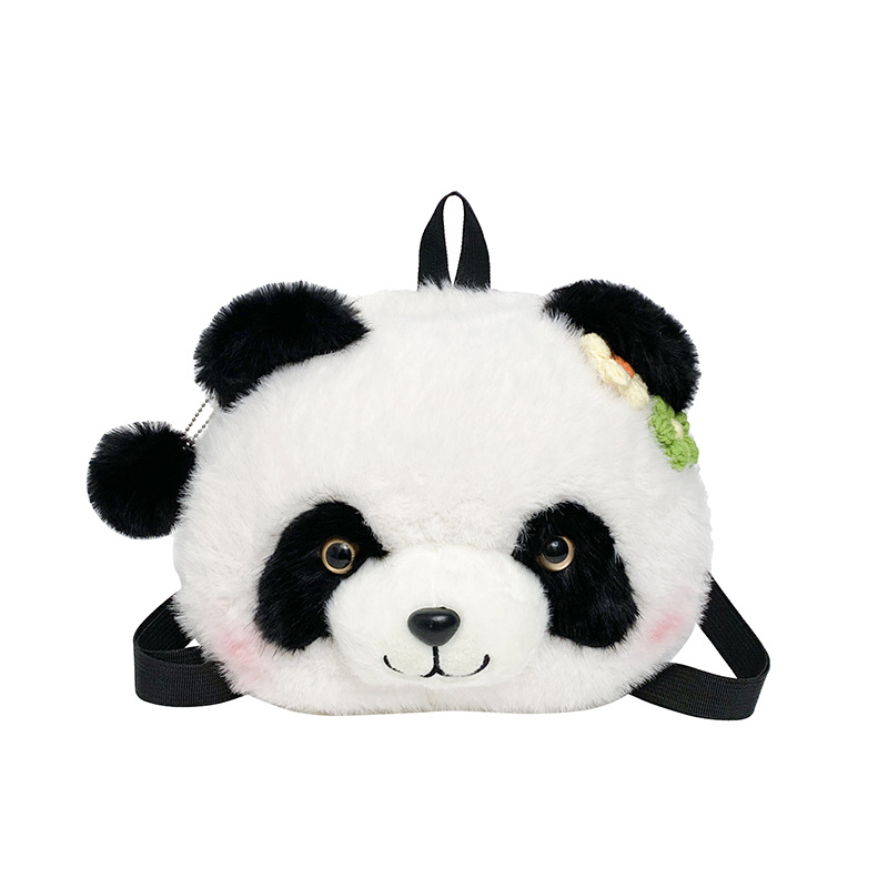 Cute panda doll crossbody bag, new persimmon panda plush doll backpack, versatile children's doll backpack Item Picture