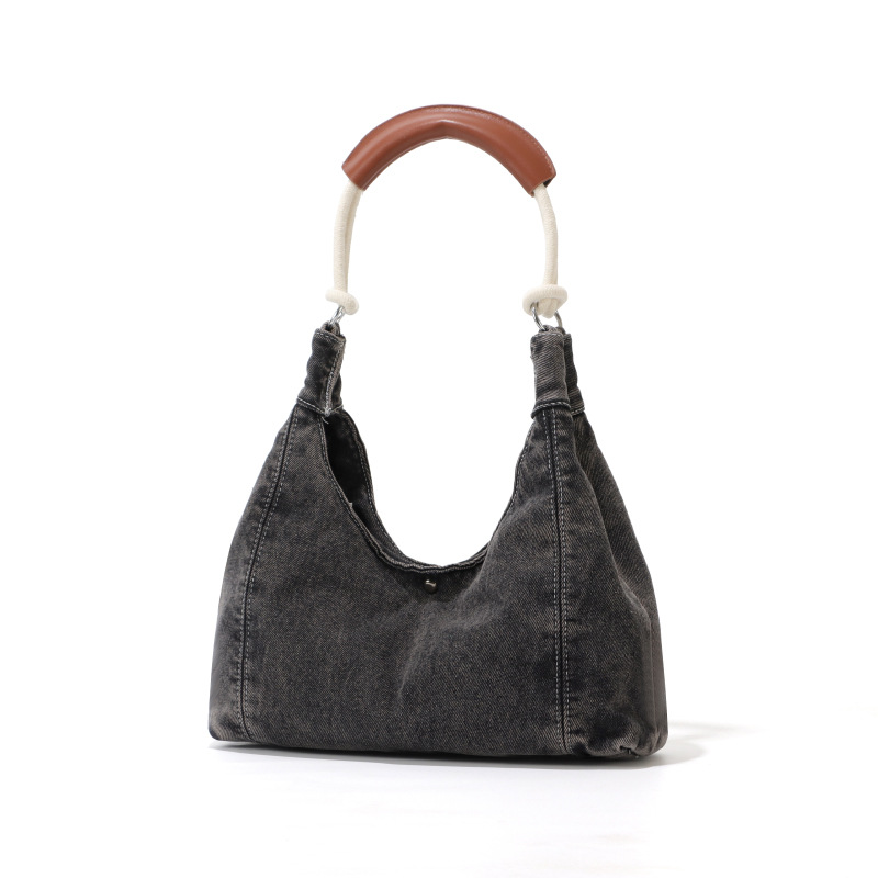 High-end denim tote bag for women, new summer 2025, niche casual commuting underarm bag, crossbody single-shoulder bag Item Picture