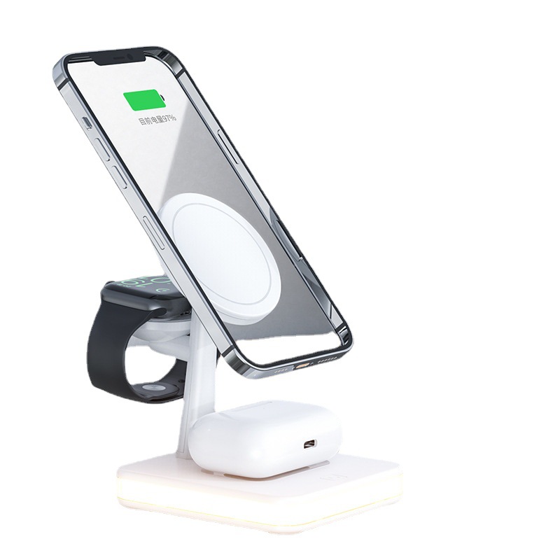 Compatible with Apple MagSafe 3-in-1 magnetic wireless charger, Apple Watch, Airpods and headphones wireless charger full figure