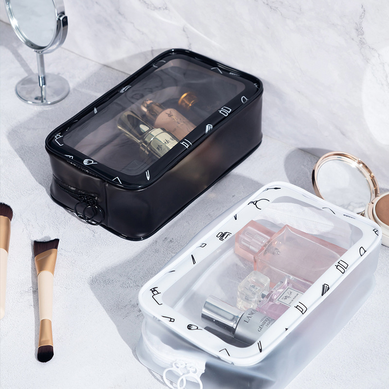 Wholesale pvc transparent cosmetic bags, waterproof zipper bags, new cosmetic storage bags, large-capacity travel toiletries full figure