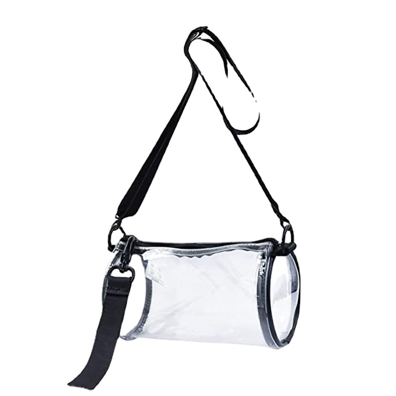 New cross-border transparent pvc cylindrical crossbody bag, stadium visual tote bag, small change, mobile phone storage bag Item Picture