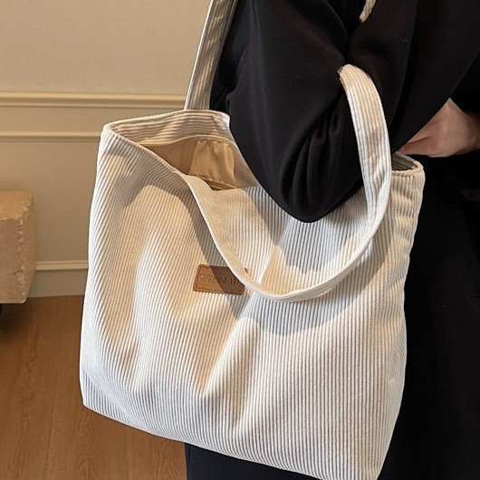 Cross-border Street 2025 New Autumn and Winter student corduroy bag, Korean-style commuter tote bag, casual shoulder bag Specification drawing