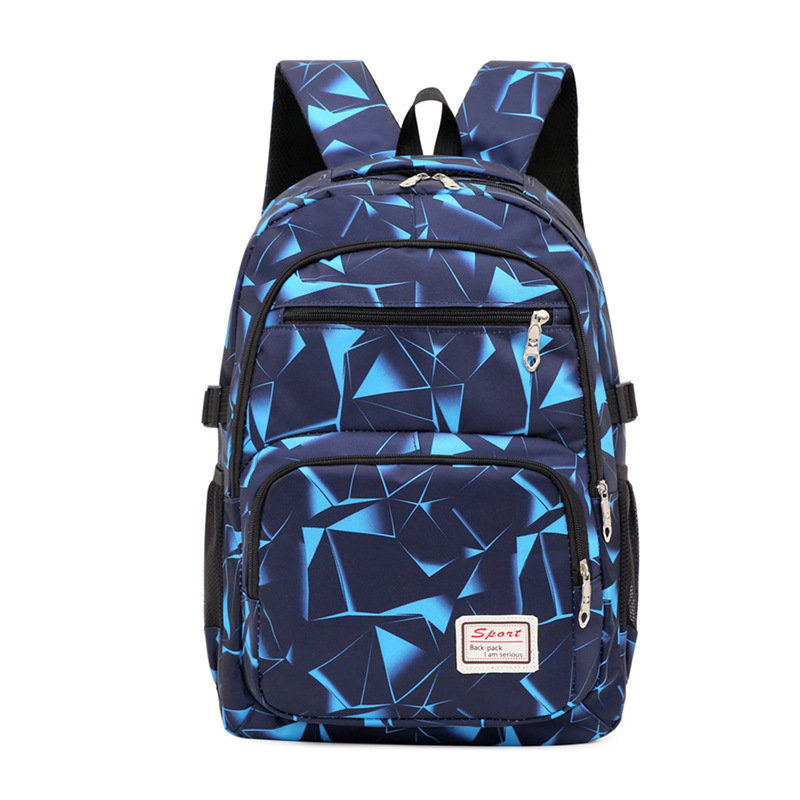 Cross-border casual three-piece backpack, square fashionable printed student schoolbag, sports and casual large-capacity backpack for men Item Picture