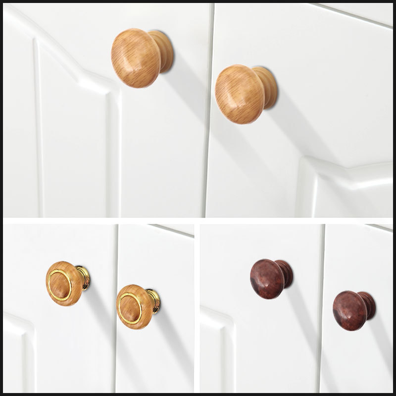Small wood grain water transfer printed handle, round handle, retro wood grain imitation handle, new wardrobe plastic handle Specification drawing