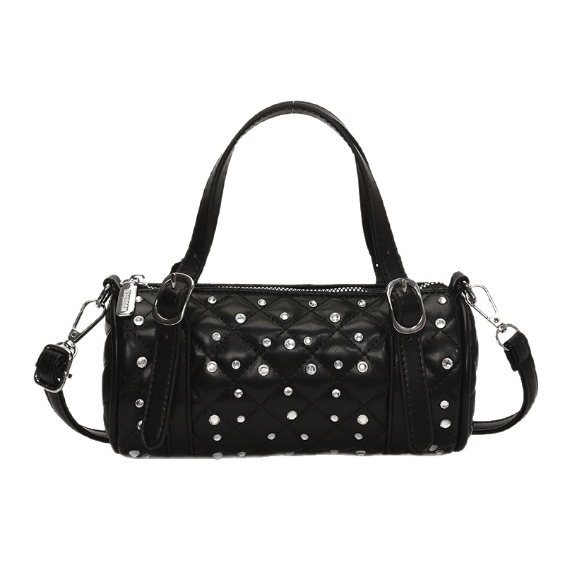 Cross-border trend diamond-encrusted Boston handbag for women 2025 New versatile ins fashion diamond-patterned single-shoulder crossbody bag Item Picture