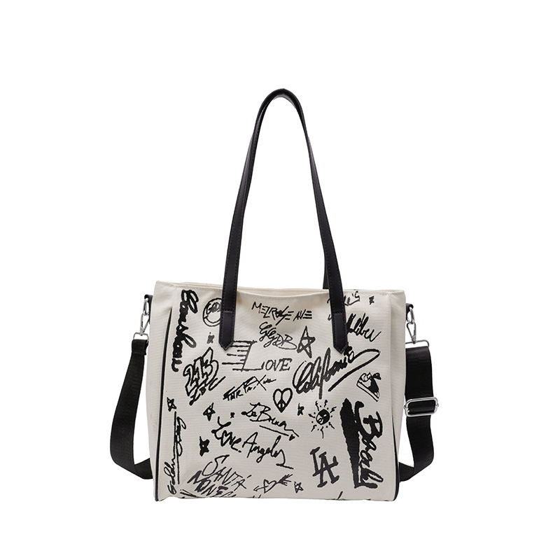 Canvas bag, single-shoulder large-capacity tote bag, student canvas tote bag, crossbody bag for girls, 2025 new style hand-held crossbody bag Item Picture
