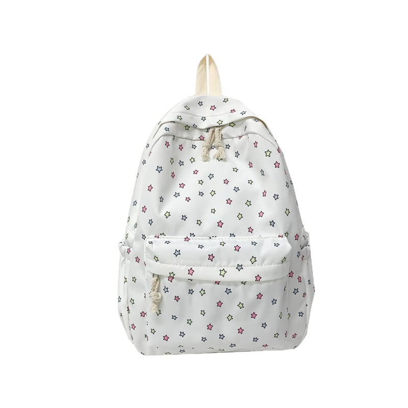 Japanese-style girl's fresh and clean star backpack 2025 New large-capacity high school student backpack, casual single-shoulder bag for girls Item Picture