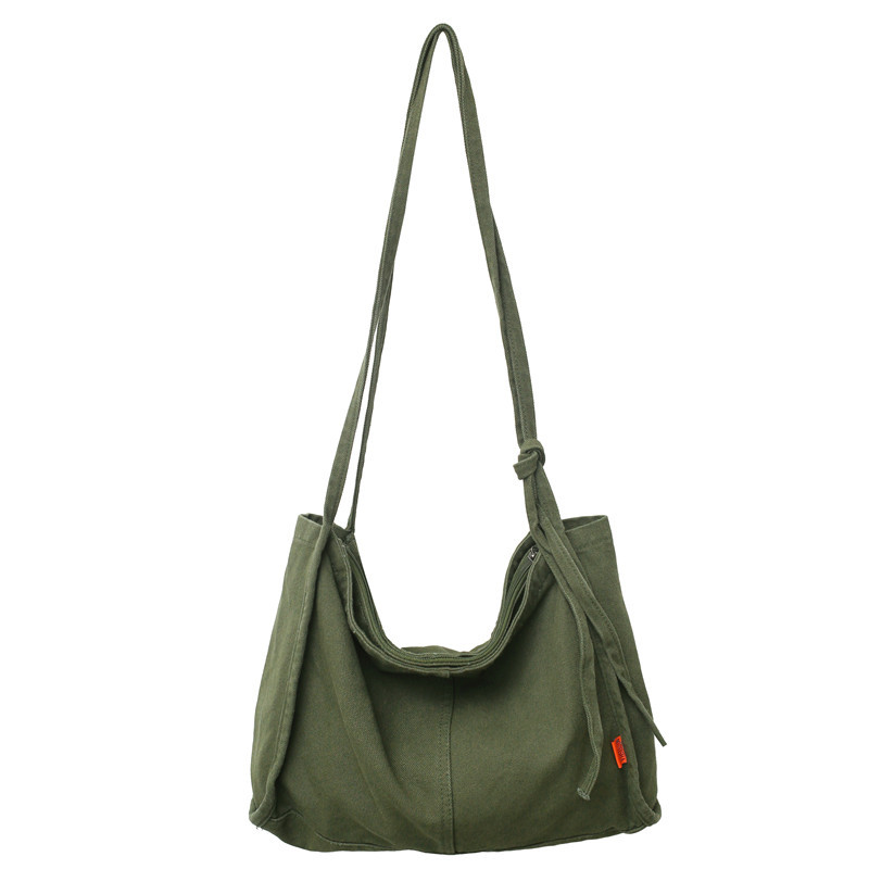 Crossbody bag, Korean-style casual washed canvas bag for women, Spring 2023 new postman bag, tote bag for college students' classes Item Picture