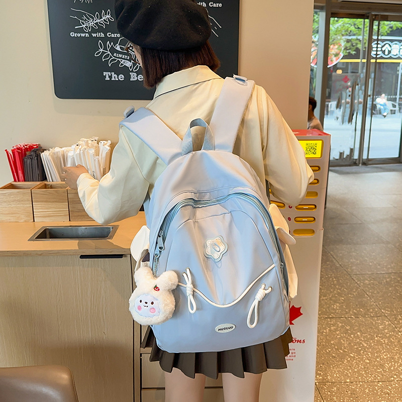 High appearance level schoolbag for girls, cute dopamine girl, simple backpack, Korean version, large capacity backpack for junior and senior high school students details Picture