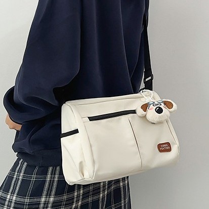 New large-capacity student single-shoulder crossbody bag, Japanese workwear style casual and trendy backpack, commuter messenger bag for men and women Specification drawing