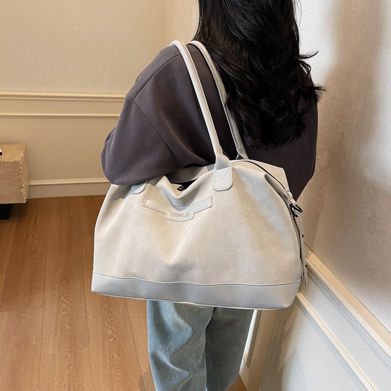 New cross-border travel luggage bag for women, lightweight, durable, soft leather-like fitness bag, short-distance travel and boarding storage bag details Picture