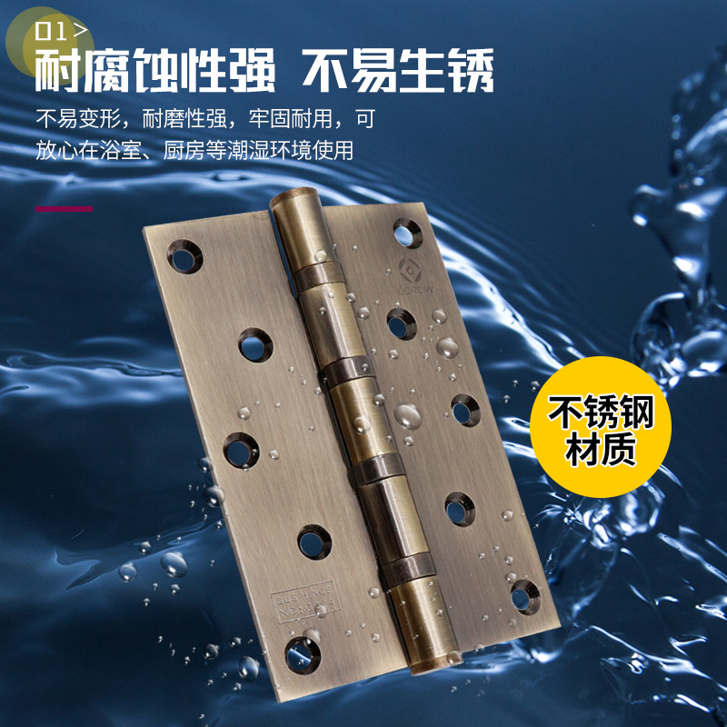 Yigu 6-inch large hinge, widened heavy-duty bearing door hinge, stainless steel thickened door, villa door, antique hinge details Picture