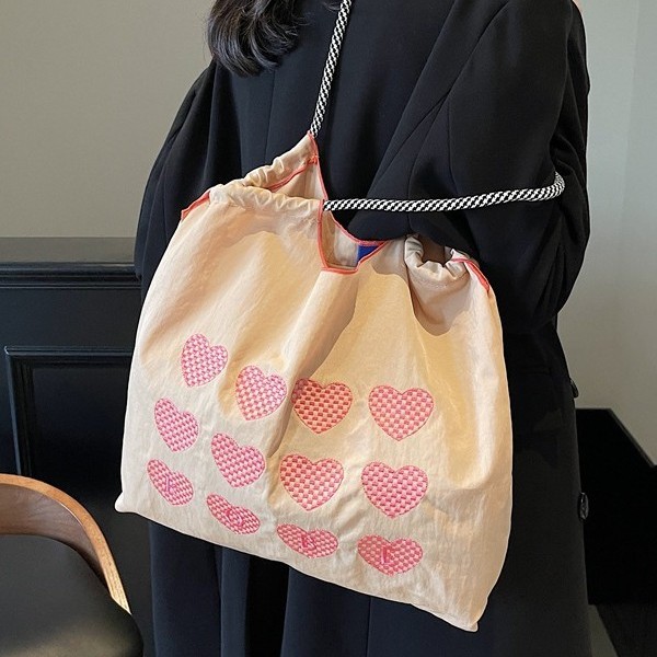 Cross-border canvas bag for women, large capacity 2024 new autumn and winter versatile casual shoulder bag, simple commuting tote bag Specification drawing
