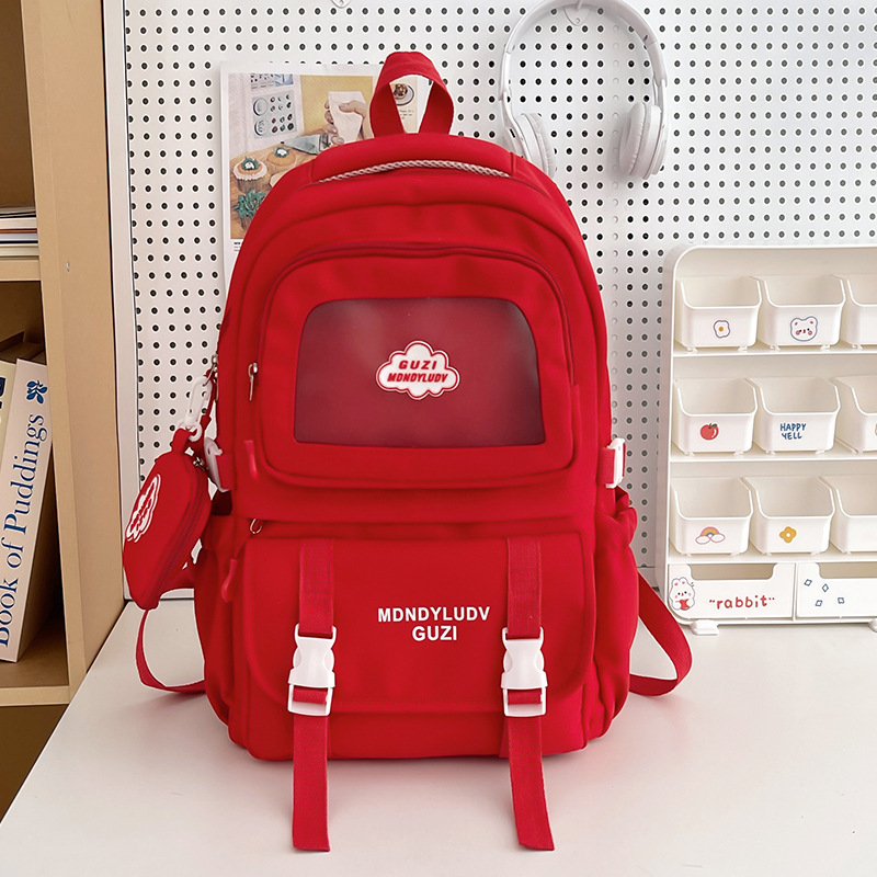 Schoolbag for female students, Korean version solid color campus durable large-capacity backpack, backpack for female primary school students, junior high school students and senior high school students Specification drawing