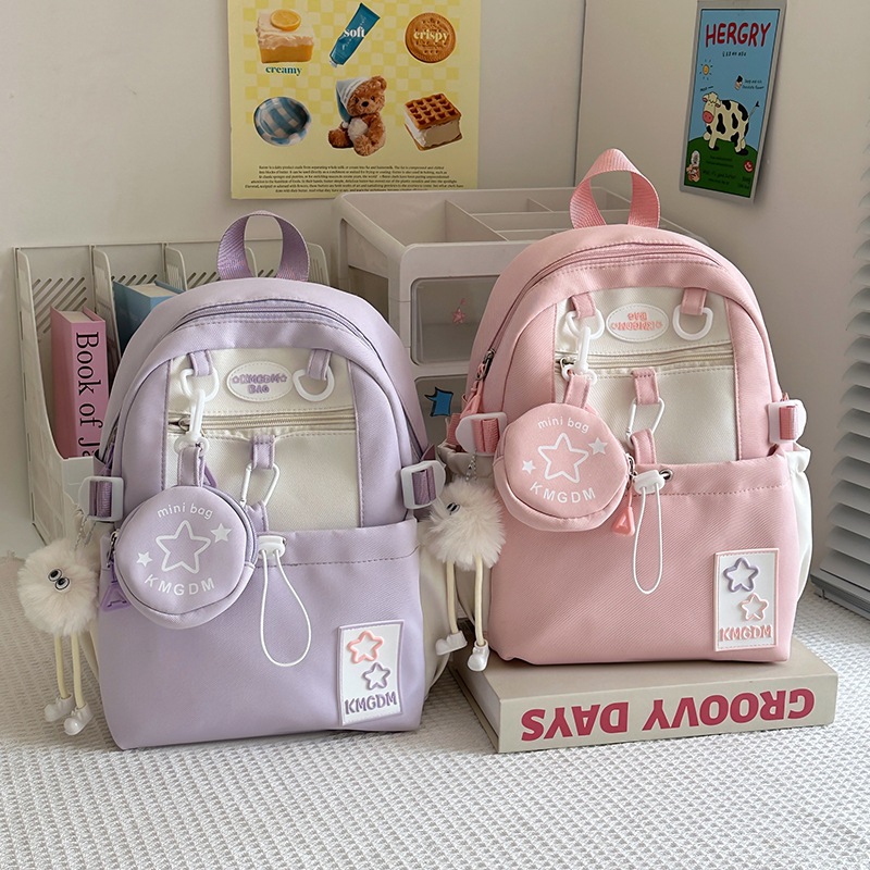 Cute girl, high appearance level backpack, Korean version of Star High School student backpack, large-capacity junior and senior high school schoolbag details Picture