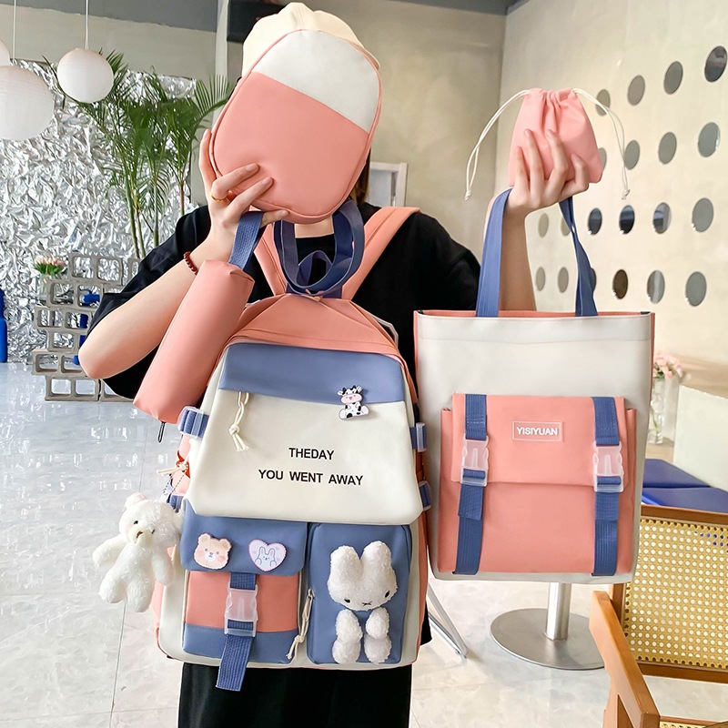 A new large-capacity backpack for junior and senior high school students, a forest-themed schoolbag, a casual nylon backpack, and a cute single-shoulder tutorial bag for young girls full figure