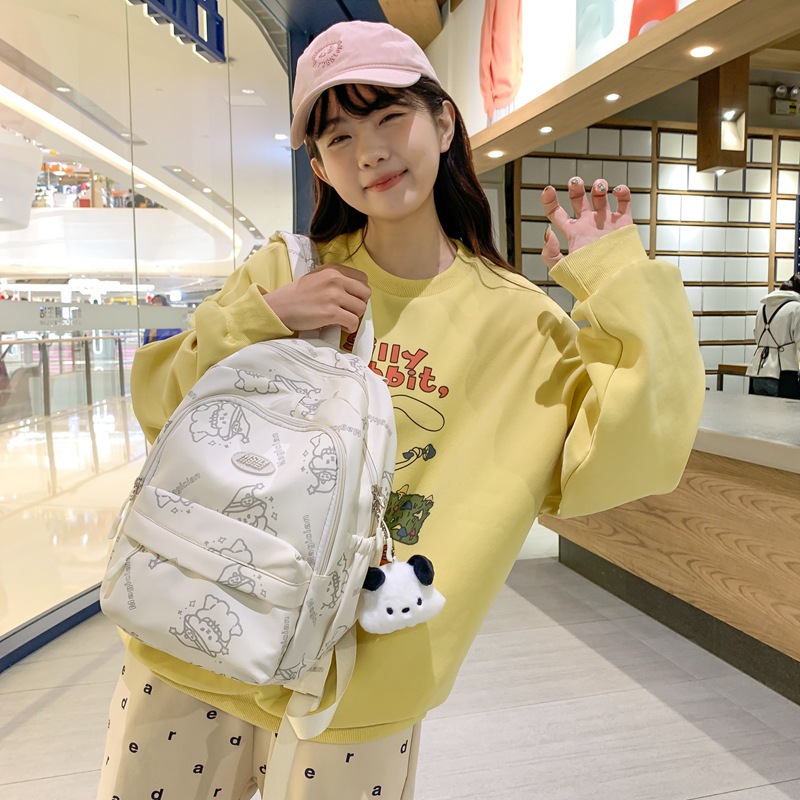 Schoolbag bear large-capacity printed backpack, a niche Korean version, casual and durable student bag for junior high school students, campus full figure