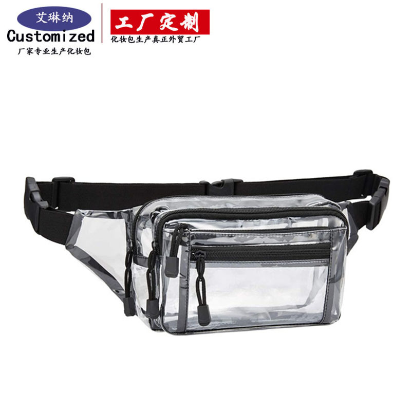 Cross-border transparent PVC waist bag, large-capacity toiletry bag, outdoor travel multi-layer waterproof storage bag processing and customization details Picture