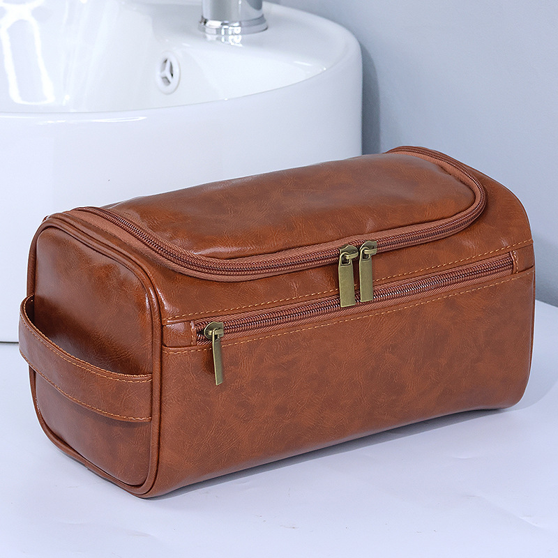 Cross-border hand-held cosmetic bag, European and American large-capacity waterproof storage travel PU leather toiletry bag, multi-functional storage bag details Picture