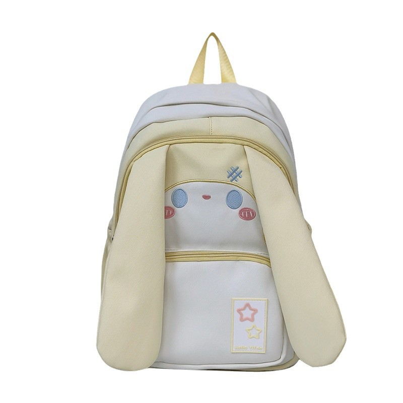 Rabbit double-shoulder girls' simple style schoolbag, forest style, versatile ins style, college style, simple high school backpack for college students Item Picture