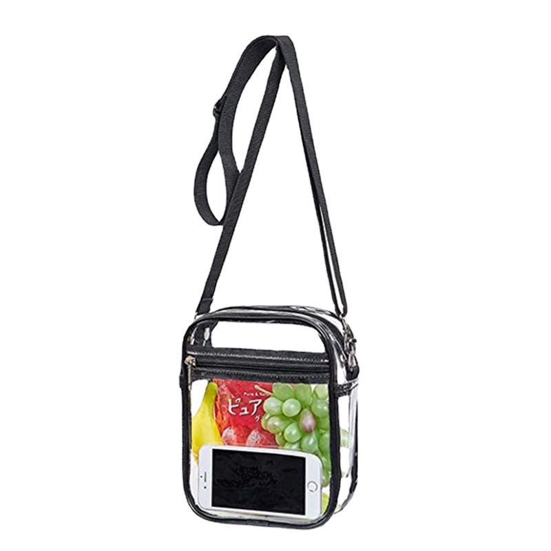 Amazon cross-border transparent single-shoulder crossbody cosmetic storage bag, waterproof transparent wallet bag processing and customization Item Picture