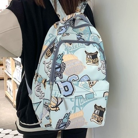 High school student schoolbag, female niche original graffiti travel backpack, large-capacity computer bag, college student casual backpack details Picture