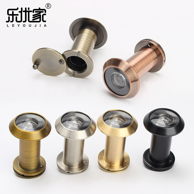 Leyoujia high-definition optical wide-angle door mirror, all-copper pure brass cat's eye glass lens with cover, anti-theft door with long sheep's eye full figure