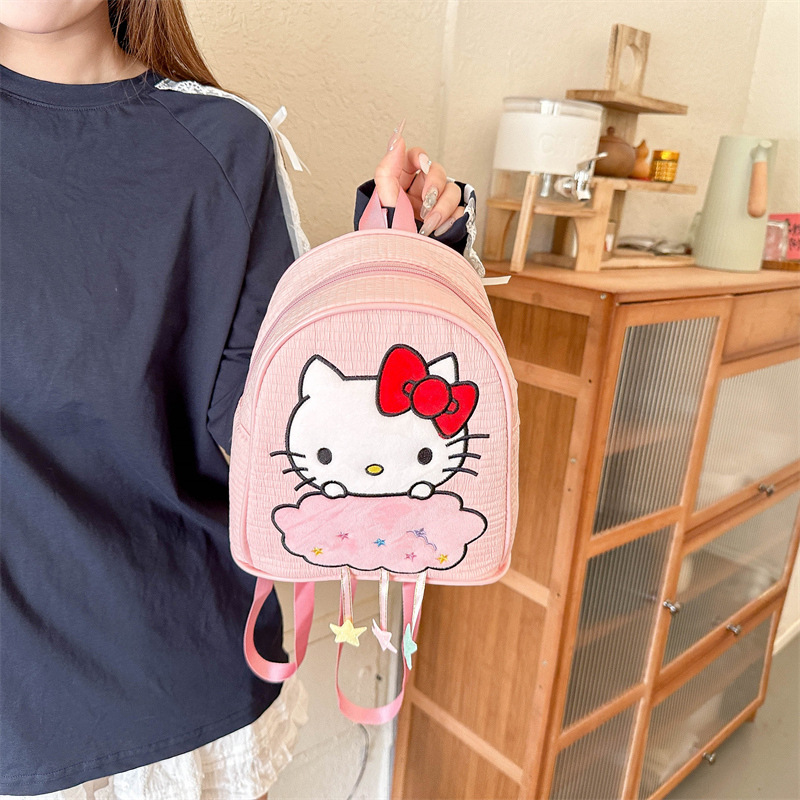 Cartoon cute children's double-back outdoor casual and versatile snack bag, kindergarten entrance backpack, anime little kids' double shoulders details Picture
