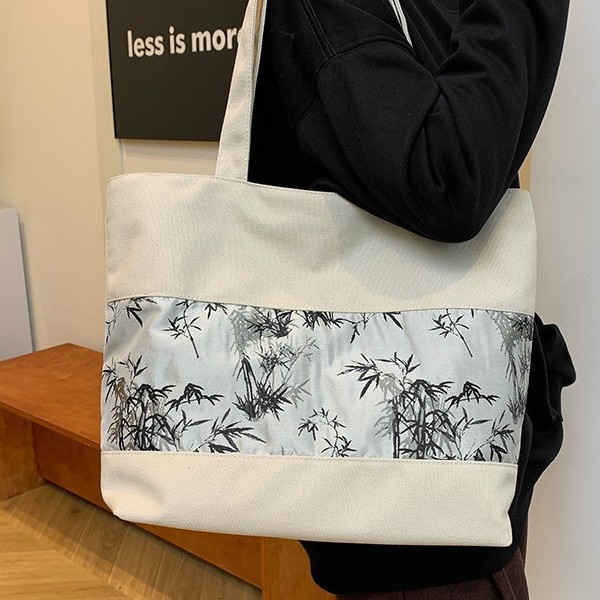 2025 New Chinese-style underarm bag with a national trend and artistic style, large-capacity single-shoulder bag with contrasting colors, and ancient-style bag for women details Picture