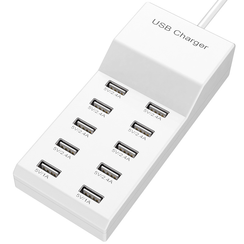 usb multi-port charger, 10-port power strip, 5v2a smart fast charging socket for mobile phones, suitable for Huawei, Apple and Xiaomi Item Picture