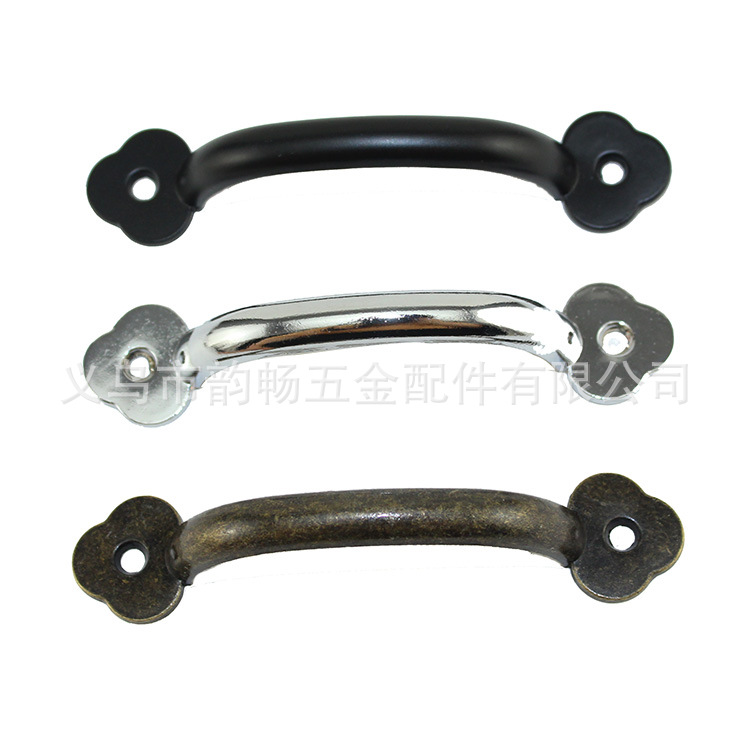 102*22 plum blossom edge alloy handle, 3-color drawer, retro handle, black and white strip-shaped cabinet door, wardrobe pull ring Specification drawing