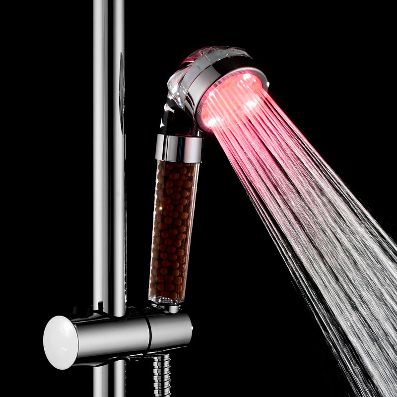 Luminous color-changing negative ion LED showerhead with patterned showerhead, dechlorination, temperature-controlled three-color showerhead SDS-A23 details Picture