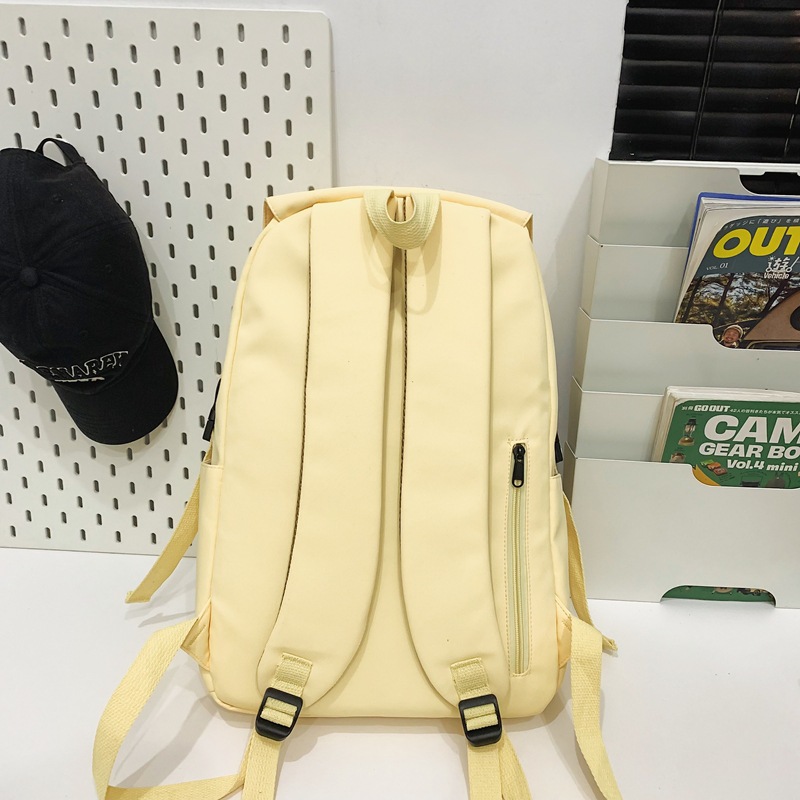 Simple solid-color schoolbag, female college students' commuting and casual backpack, versatile backpack for junior and senior high school students in autumn and winter, couple backpack Specification drawing