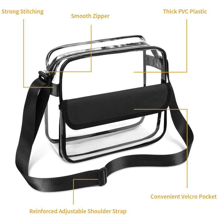 Cross-border bestseller transparent pvc crossbody bag, single-shoulder waterproof, adjustable postman bag, outdoor travel storage bag Specification drawing