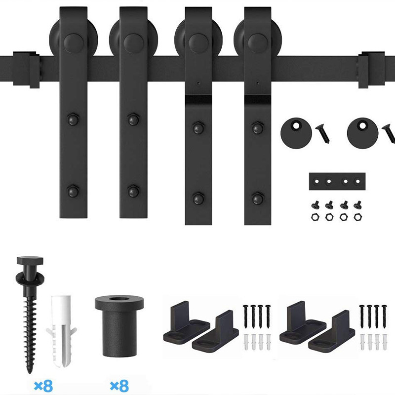Simple single-track overlapping type barn door hanging rail, sliding door pulley track hanging rail, complete set of hardware accessories Application Scenario