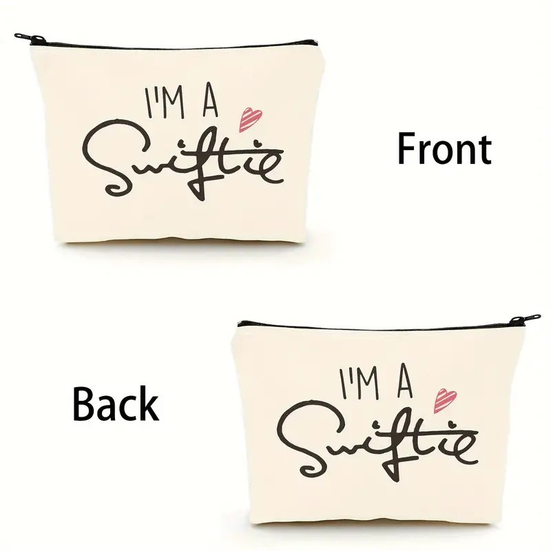 Cross-border temu best-selling multi-functional makeup bag for women, simple letter storage bag, linen double-sided printed zipper bag Application Scenario