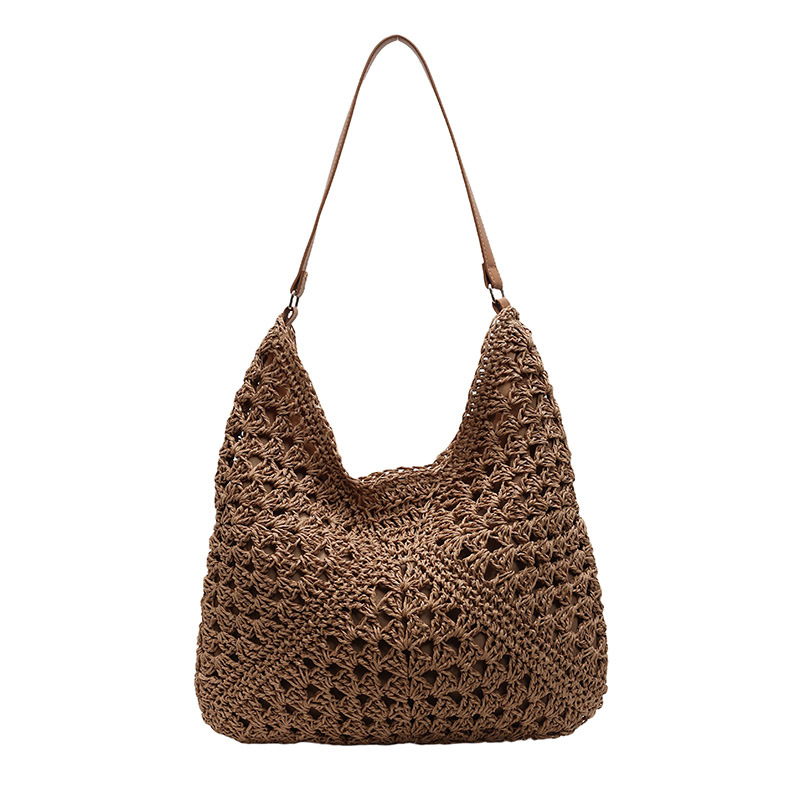 2025 Stylish triangular single-shoulder straw woven bag, new hollowed-out hand-woven bag, vacation beach bag, versatile women's bag, trendy Item Picture