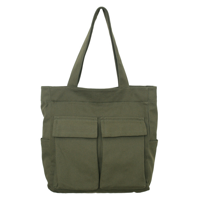 Retro canvas bag, large-capacity hand-held shoulder bag, men's and women's casual travel bag, Korean style ins workwear tote bag Item Picture