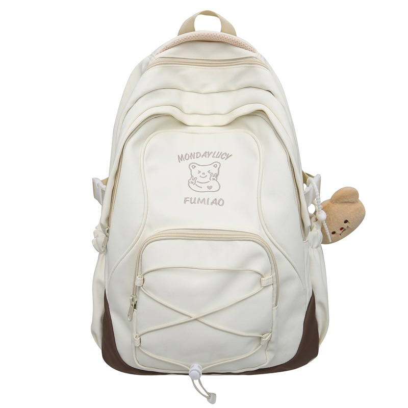 Korean-style design, cream style, versatile, high appearance level, drawstring backpack, large capacity, travel, light and portable backpack Item Picture