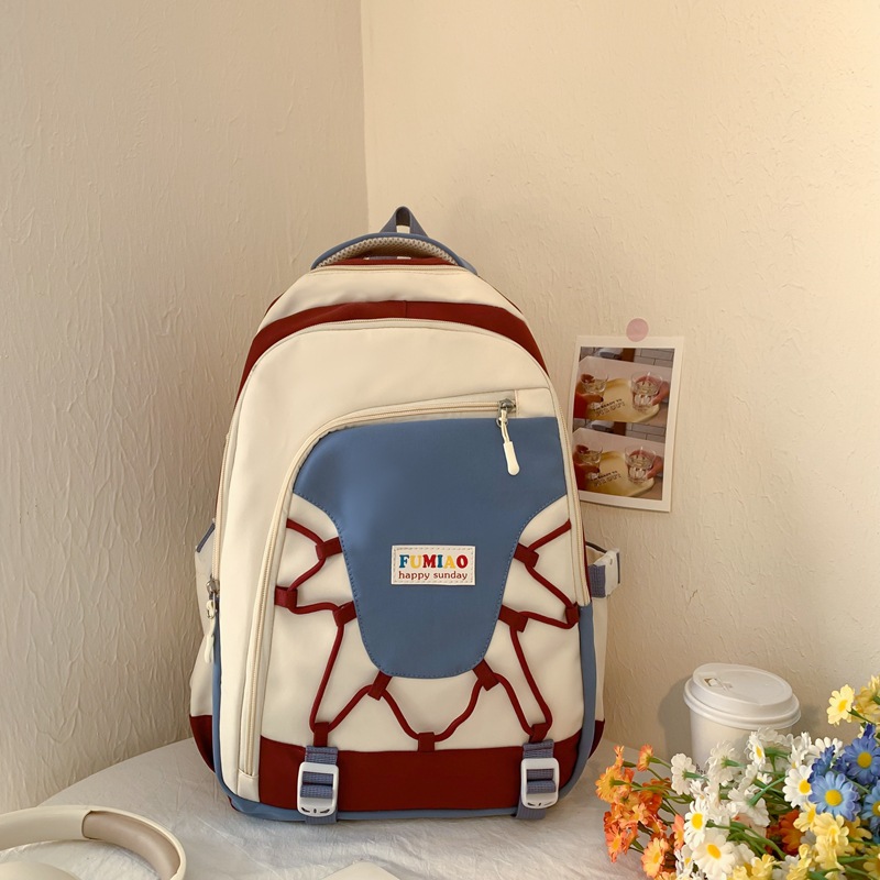 Color-matched backpacks for junior high and senior high school students, niche backpacks, new large-capacity student backpacks for high school and college students full figure