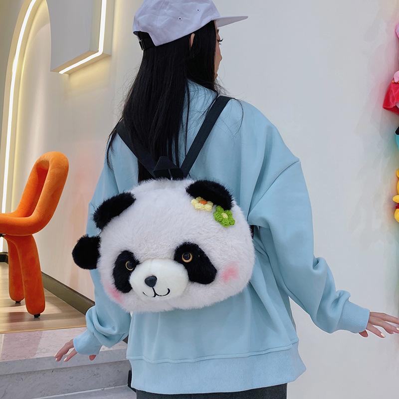 Cute panda doll crossbody bag, new persimmon panda plush doll backpack, versatile children's doll backpack Specification drawing
