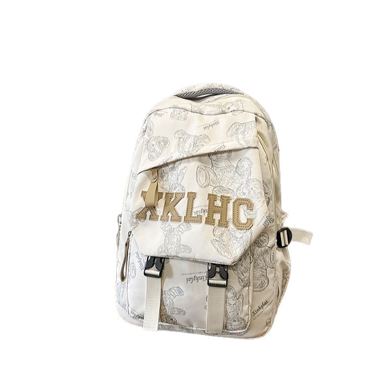 Forest-themed large-capacity bear print simple, versatile and dirt-resistant schoolbag, backpack for primary school, junior high school, senior high school and college students Item Picture