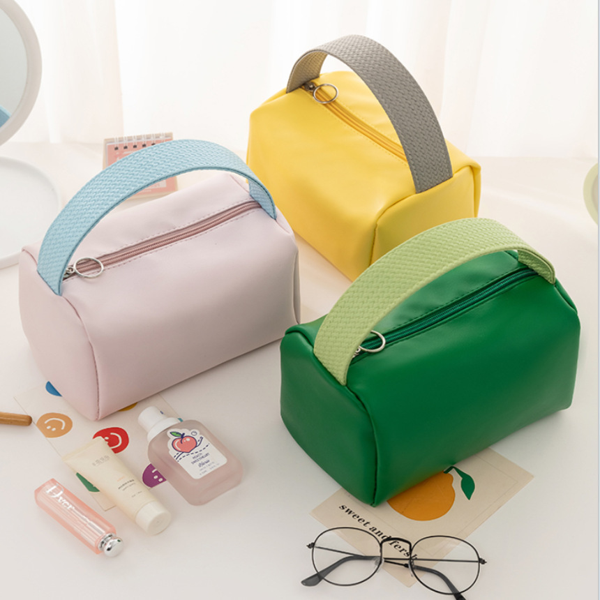 Cosmetic bag, travel portable ins candy-colored PU waterproof toiletry bag, large-capacity hand-held sample storage bag in stock details Picture