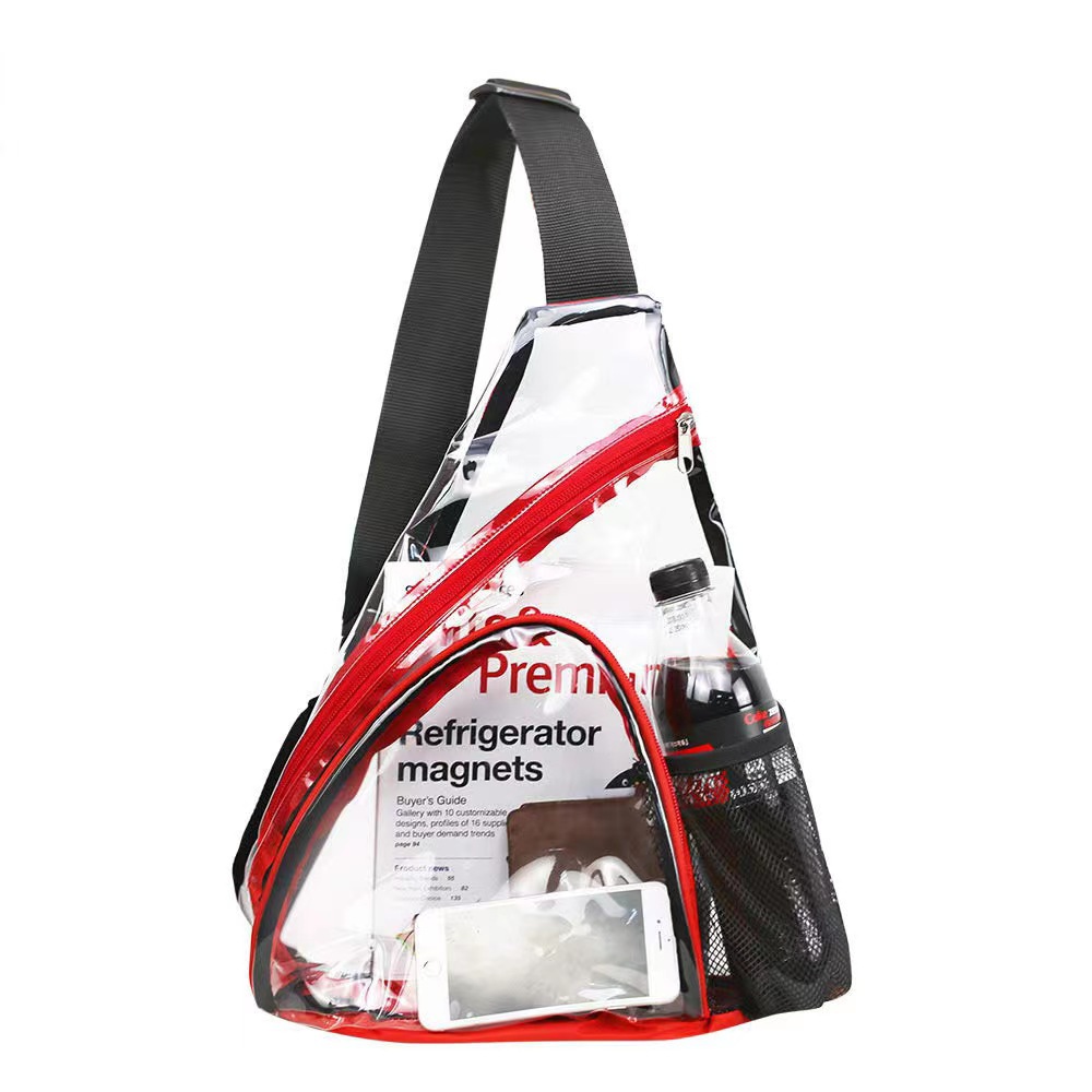 In-stock cross-border bestsellers: Transparent PVC single-shoulder crossbody transparent chest bag, Amazon jelly bag, water-resistant, security check transparent Application Scenario