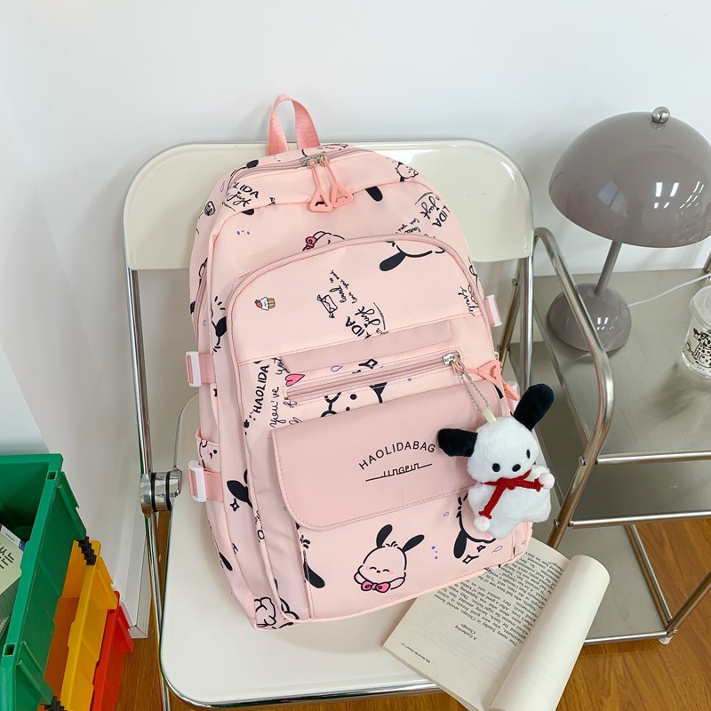 Japanese-style schoolbag, cute cartoon printed puppy on Instagram, middle school backpack, large capacity, versatile and soft girl backpack details Picture