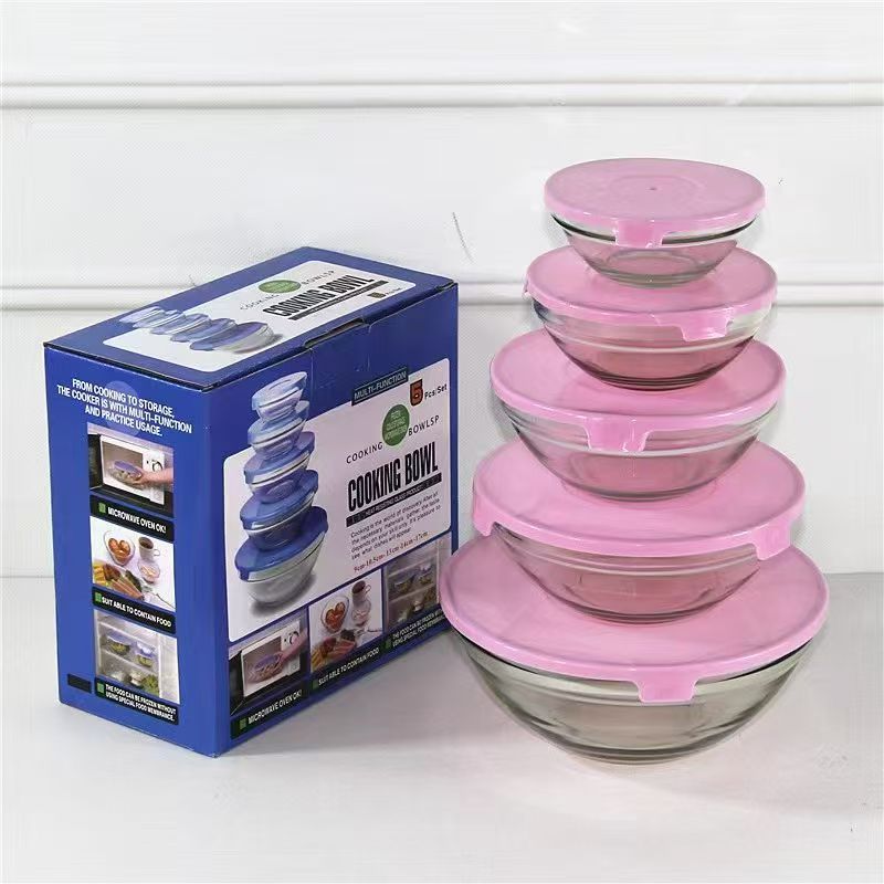 Five-piece set of glass food storage container, five-color lid glass bowl, five-piece set of color box lid food storage bowl Application Scenario