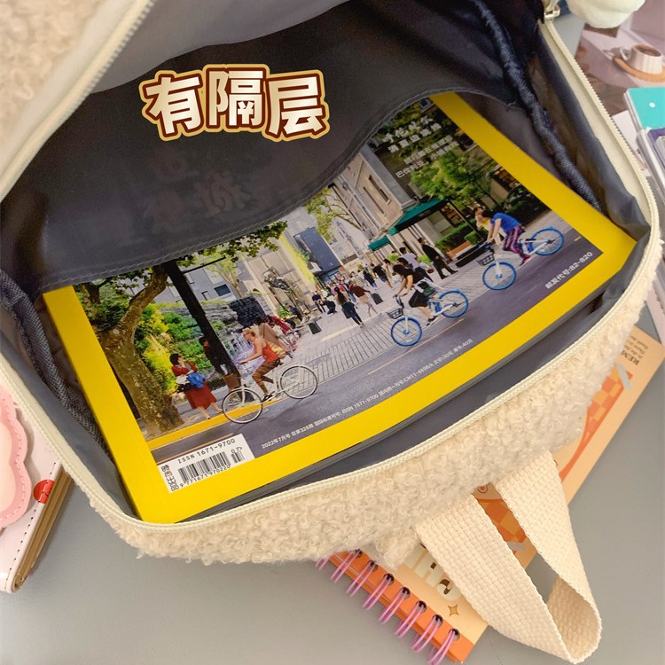 Cookie little schoolbag, ugly and cute plush cartoon bag, cute girl and funny girl backpack, winter travel backpack Application Scenario