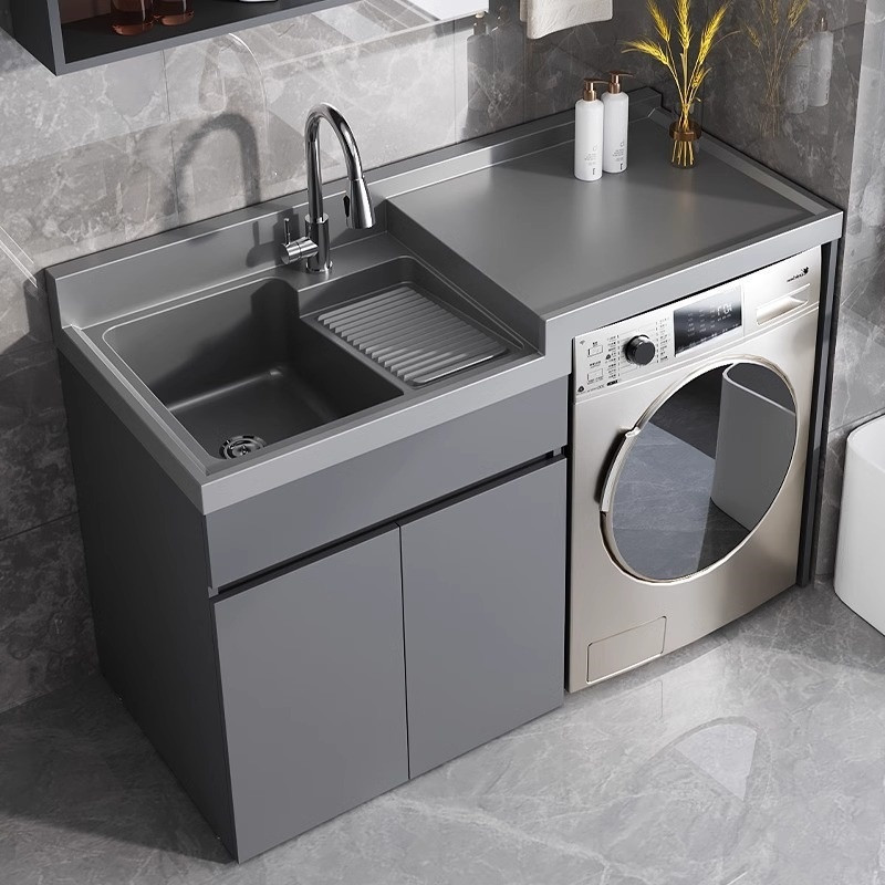 Kxh honeycomb aluminum laundry cabinet, integrated balcony cabinet, washbasin and wardrobe combination, ready-made washbasin, washbasin with washboard Application Scenario