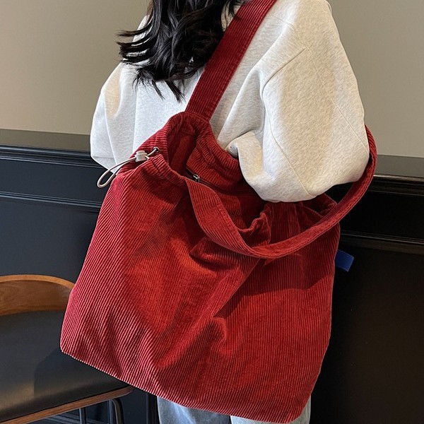 2025 Corduroy new Korean version large-capacity twill commuter casual and simple hand-held shoulder and underarm bag for women full figure