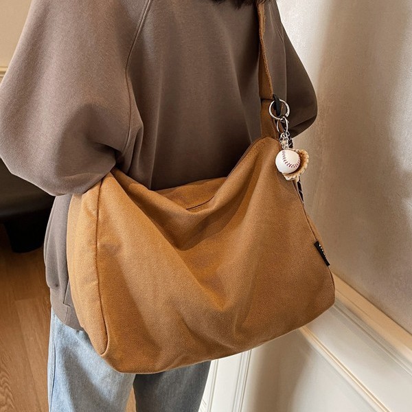 New large-capacity versatile autumn and winter single-shoulder bag, lightweight and fashionable tote bag, artistic solid color, elegant and simple single-shoulder bag details Picture